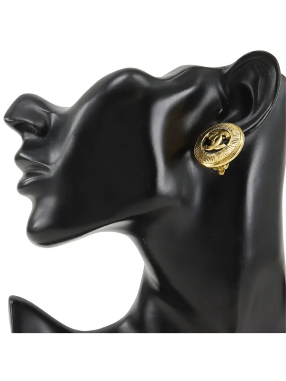 Chanel CC Logo Vintage Gold Plated Earrings